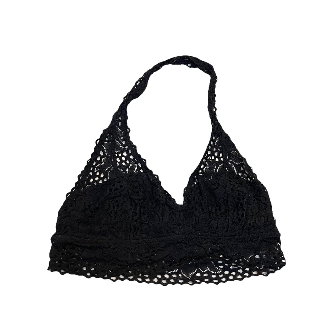 Aerie Lace Bralette Black Halter Bra Boho Festival Summer Stretch Lined Size M